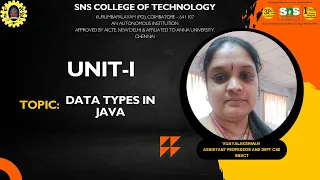 Data Types OOPS in Java SNS Institutions