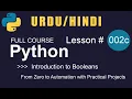 Python Tutorial in Urdu Hindi Lesson 002c Use Booleans in Python 2020 python full course