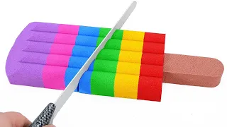 Satisfying Video l How To Make Kinetic Sand Rainbow Ice Cream Cutting ASMR