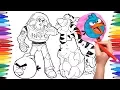 Cartoon Characters Coloring Book Page 3 Buzz Lightyear Winnie Pooh Angry Birds