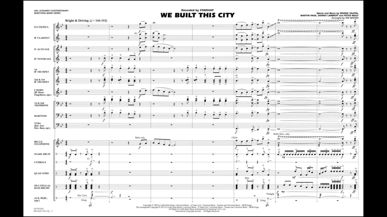 We Built This City arranged by Tim Waters