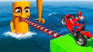 SPIDER MAN Against TUNG TUNG TUNG SAHUR On Motorcycle In RAINBOW SPIDERS BRIDGE GTA MULTIVERSE 