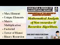 ADA BCS401 Mod1 Mathematical Analysis of Non-Recursive Recursive Algorithms