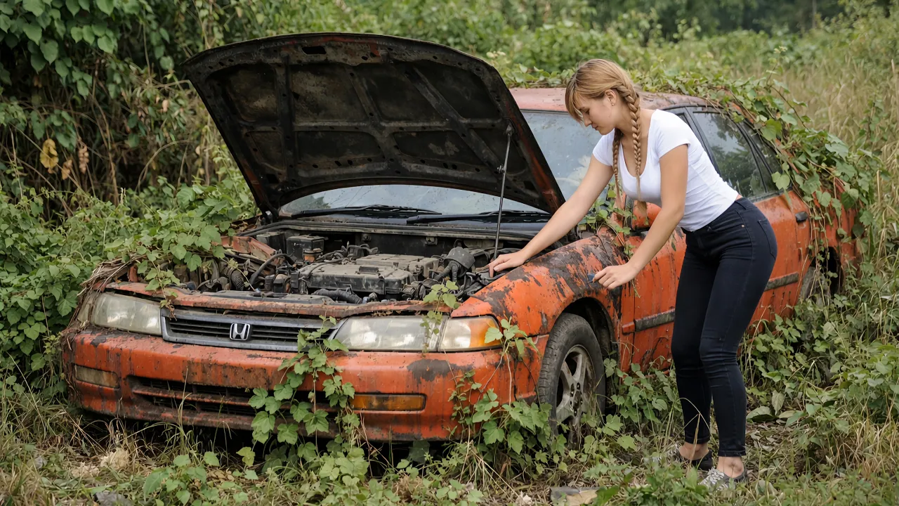 Timelapse : The girl spent 15 days repairing and restoring an old, abandoned Honda motorcycle