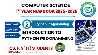 Chapter 2 Python Programming Class 11 Computer Science New Book 2025 Lecture 1