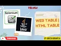 Part 28 Web Table HTML Table With Java Selenium Telugu
