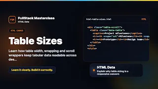 HTML Table Sizes - HTML Data Foundation FullStack Masterclass HTML Course