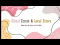 Error Analysis A2 Global Errors Local Errors