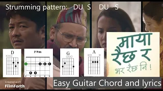 MAYA RAICHA RA - Kali Prasad Baskota | Lyrical video with Guitar Chords | Strumming Pattern