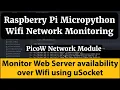 Raspberry Pi Remote Server Monitoring over Wifi Micropython code to monitor tcp port using usocket