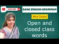Word Classes Open and Closed Class Words Basic English Grammar English with Wasanti