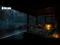 🔔 No Ads 🌊 Thunderstorm Bedroom Ambience with HEAVY Rain \u0026 Warm Fireplace Sounds for Deep Sleep