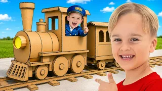 Aventura en tren de cartón para niños con Chris