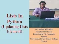 Lists In Python Updating List element