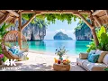 Tranquil Summer Coastal Ambience - Soft Piano Melodies Ocean Waves Summer Vibes for Good Moods