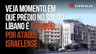 Veja momento em que prédio no sul do Líbano é atingido por ataque israelense