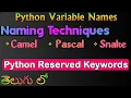 Python Variable Names and Naming Techniques Best Practices and Avoiding Reserved Keywords