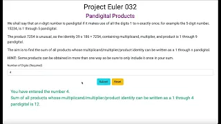 Project Euler 032 - Pandigital Products