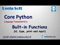 Learn Python in Telugu Built-in functions in Python id type print input LeelaSoft - Madhu sir