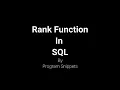Rank Function In MS SQL Server