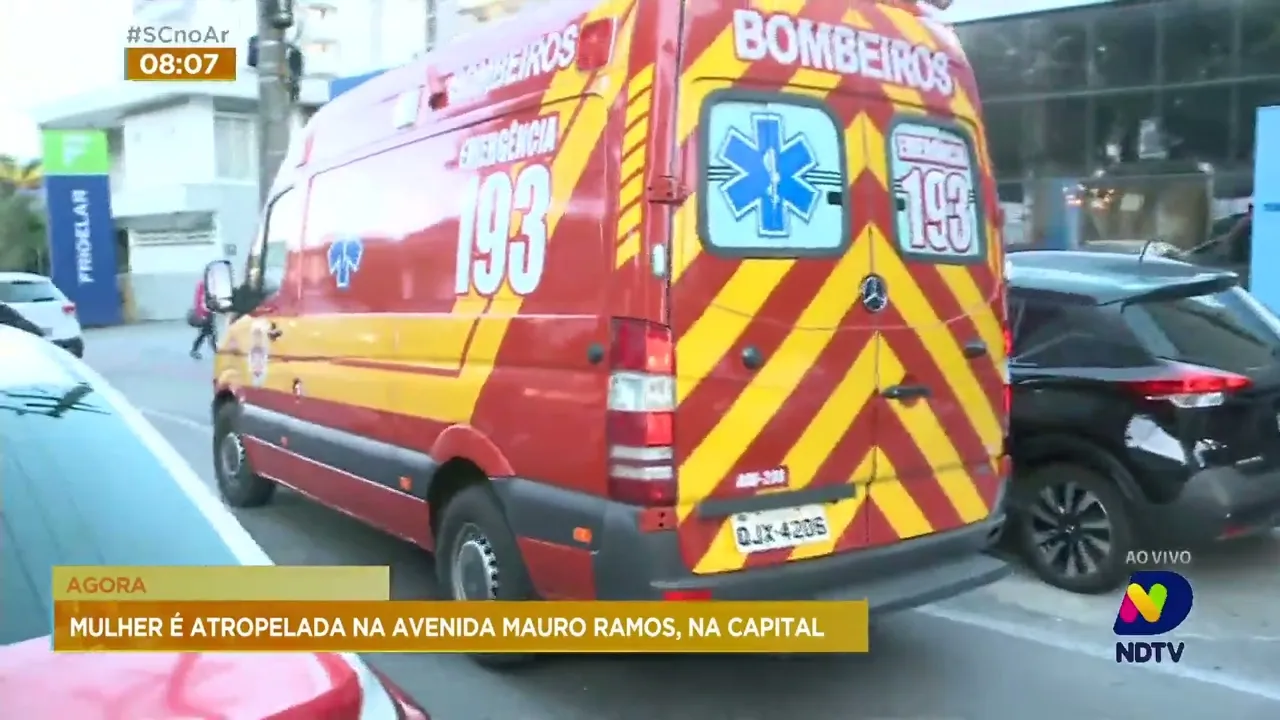 Mulher é atropelada em uma das principais avenidas de Florianópolis na manhã desta segunda-feira