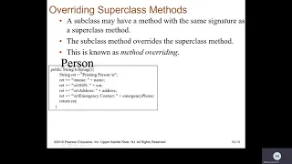 Java II Chapter 10 Class 1 Part 2 Overriding Methods and Final Methods