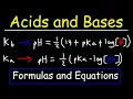 Acids and Bases - Formulas and Equations