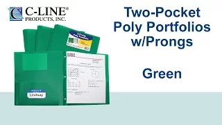 Two-Pocket Heavyweight Poly Portfolio Folder with Prongs Green - C-Line Products