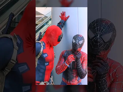 Hey Spidey... you just hit the jackpot 😫 #deadpool #spiderman #cosplay