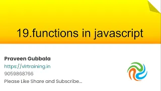 Functions in JavaScript JavaScript Foundation Training s 19