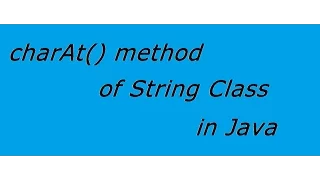 charAt method of String class in Java