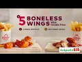 Arby s TV Commercial 5 Boneless Wings With Crinkle Fries