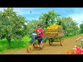 Download Lagu Harvest A Three-Wheeled Cart Of Persimmons To Sell At The Market, Plant Kohlrabi