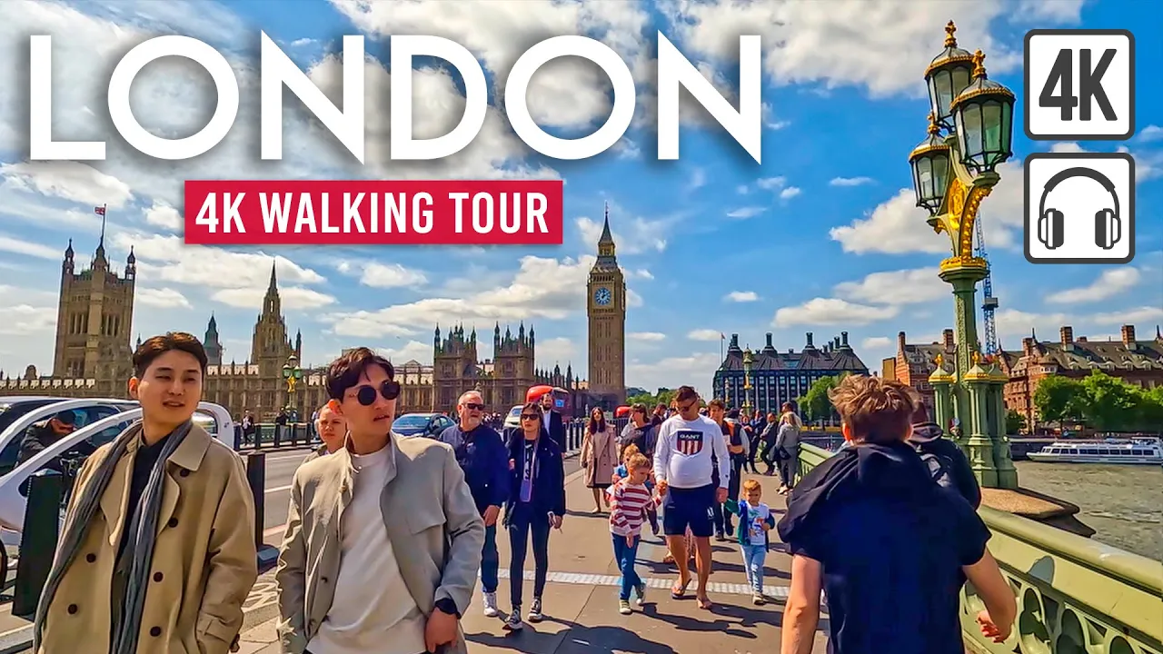 LONDON 4K Walking Tour (UK) - 4h+ Tour with Captions & Immersive Sound [4K Ultra HD/60fps]