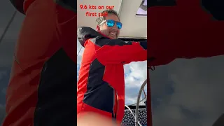 We were flying! 9.6 kts on our first sail with just the jib and staysail out!