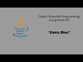 Object Oriented Programming - Assignment 2 Java Doc