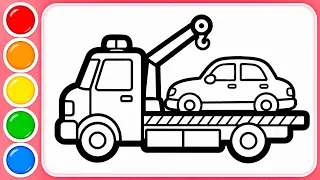 Tow Truck Drawing and Coloring For Kids