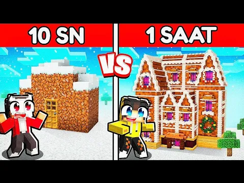 Video Thumbnail: 10 SANİYE vs 1 SAAT: Gizli Yılbaşı Sığınağı! 🎄 | Minecraft