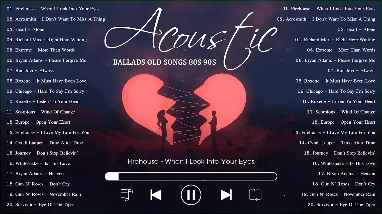 Firehouse, Aerosmith, Richard Marx, Chicago, Journey 💕 Best Acoustic Ballads Old Songs Of 80s 90s