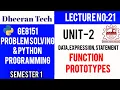 GE8151 PROBLEM SOLVING AND PYTHON PROGRAMMING PSPP Manojkumar Lectures Function Prototypes