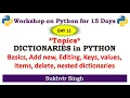 Workshop on Python for 15 Days Day 11 Dictionary
