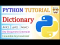 Python Dictionary dict get keys functions Key Constraints Hindi Lecture 16