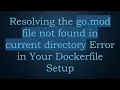 Resolving the go mod file not found in current directory Error in Your Dockerfile Setup