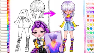 Satisfying Coloring Saja Mystery Outfit for Rumi π How to Color with Ohuhu Art Markers & ASMR π