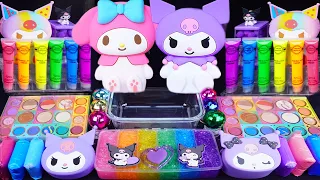 ASMR Satisfying Slime mixing Random Shiny things into slime #slimevideo #asmr #cocomelon #kuromi