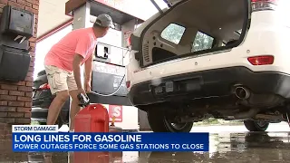 Power outages gas shortages lead to long lines at gas stations in Illinois Indiana