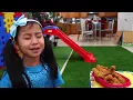 Emma and Jannie Eat and Cook Healthy Food  | Funny Food Toys Video for Kids