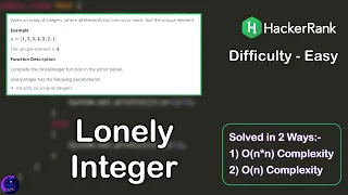 Lonely Integer Problem in Java Hacker Rank Interview Preparation 1 Month Preparation Kit
