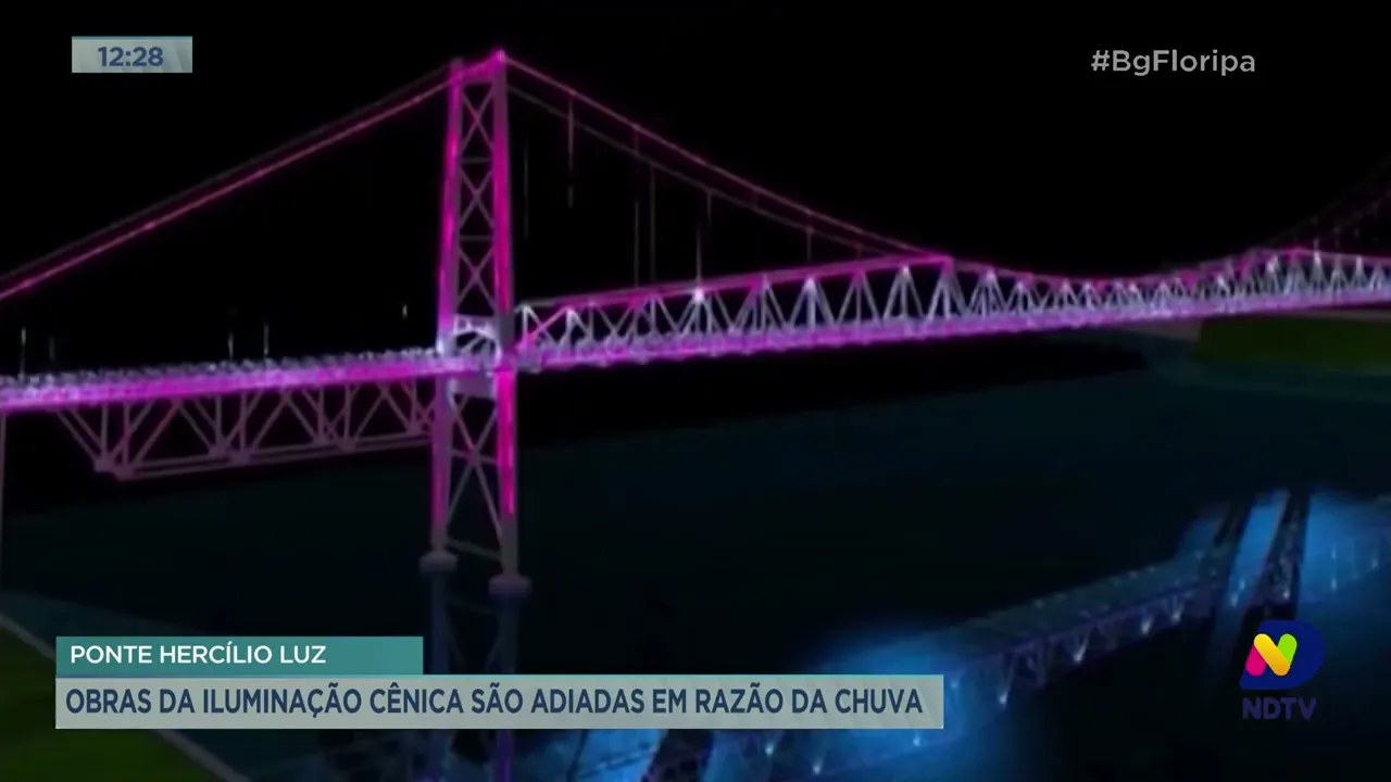 Ponte Hercílio Luz: obras da iluminação cênica são adiadas em razão da chuva