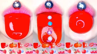 🌶️ASMR RED SPICY JELLY TONGUE PUDDING MUKBANG 辛いゼリーモッパン 매운 한천 젤리 입술먹방 혓바닥 푸딩 이모지 모음